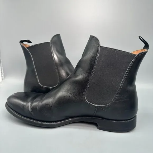 Meermin Calf - E Men 7.5 Triple Black Leather Chelsea Boot Elastic Sided Pull On